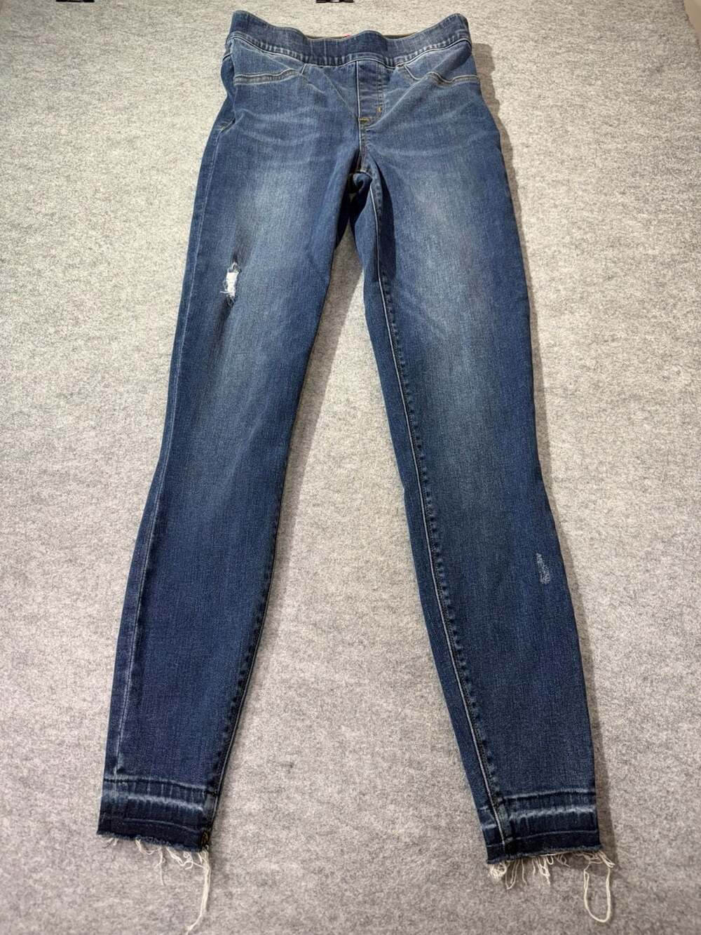 Spanx Skinny Jeans Size XS Distressed Ankle Raw Hem Denim